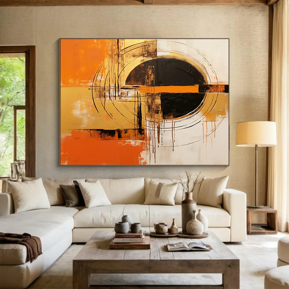 Orange - Black Geometric Dynamism - Bold Entryway Art DLZ105