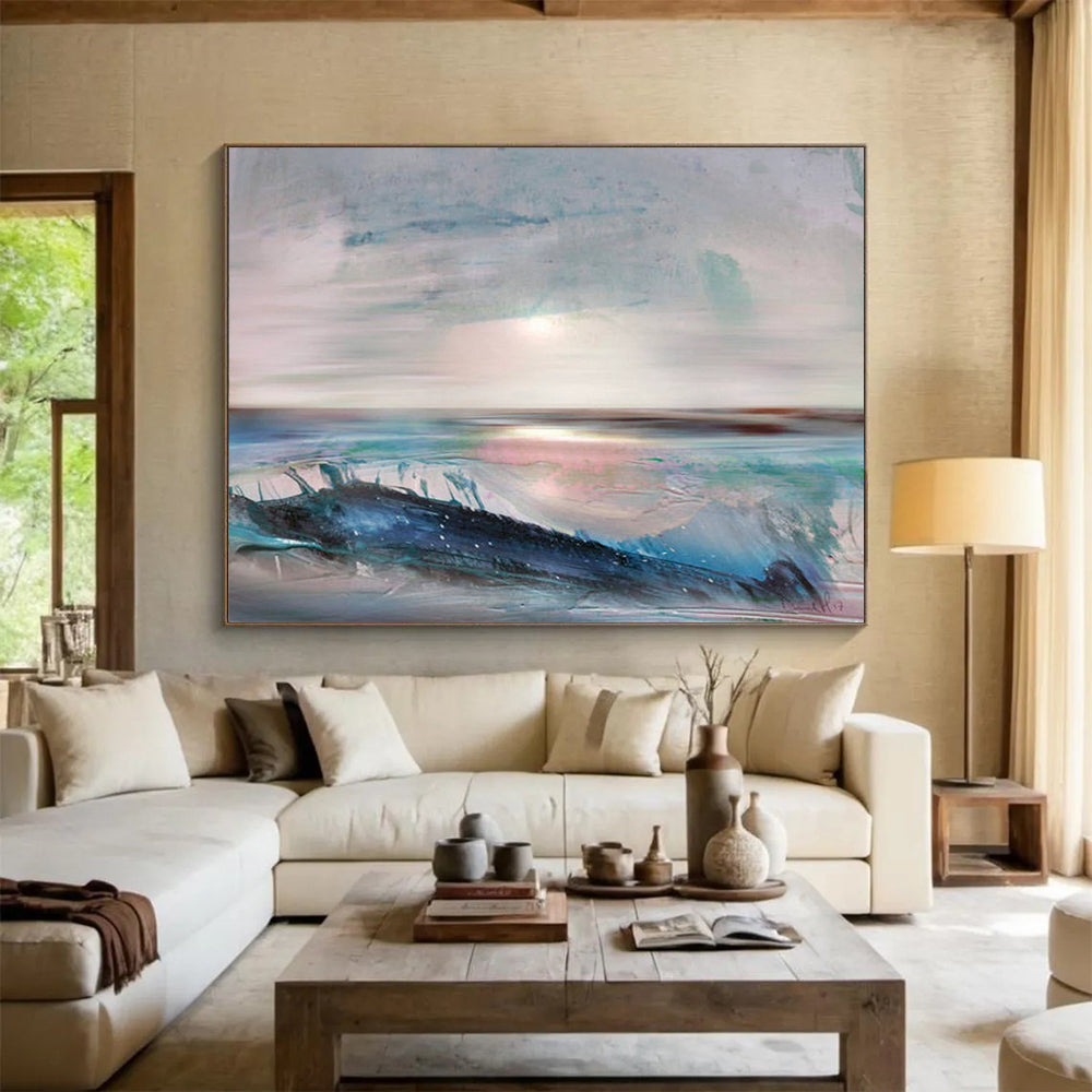 Pink - Blue Ocean Abstract: Creating a Romantic Ocean Atmosphere DLZ148