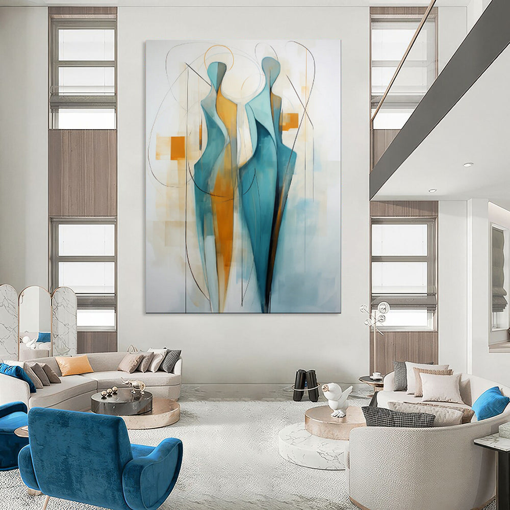 Custom Hand-Painted Abstract Mural for Dining Room & Living Room LargeART1888