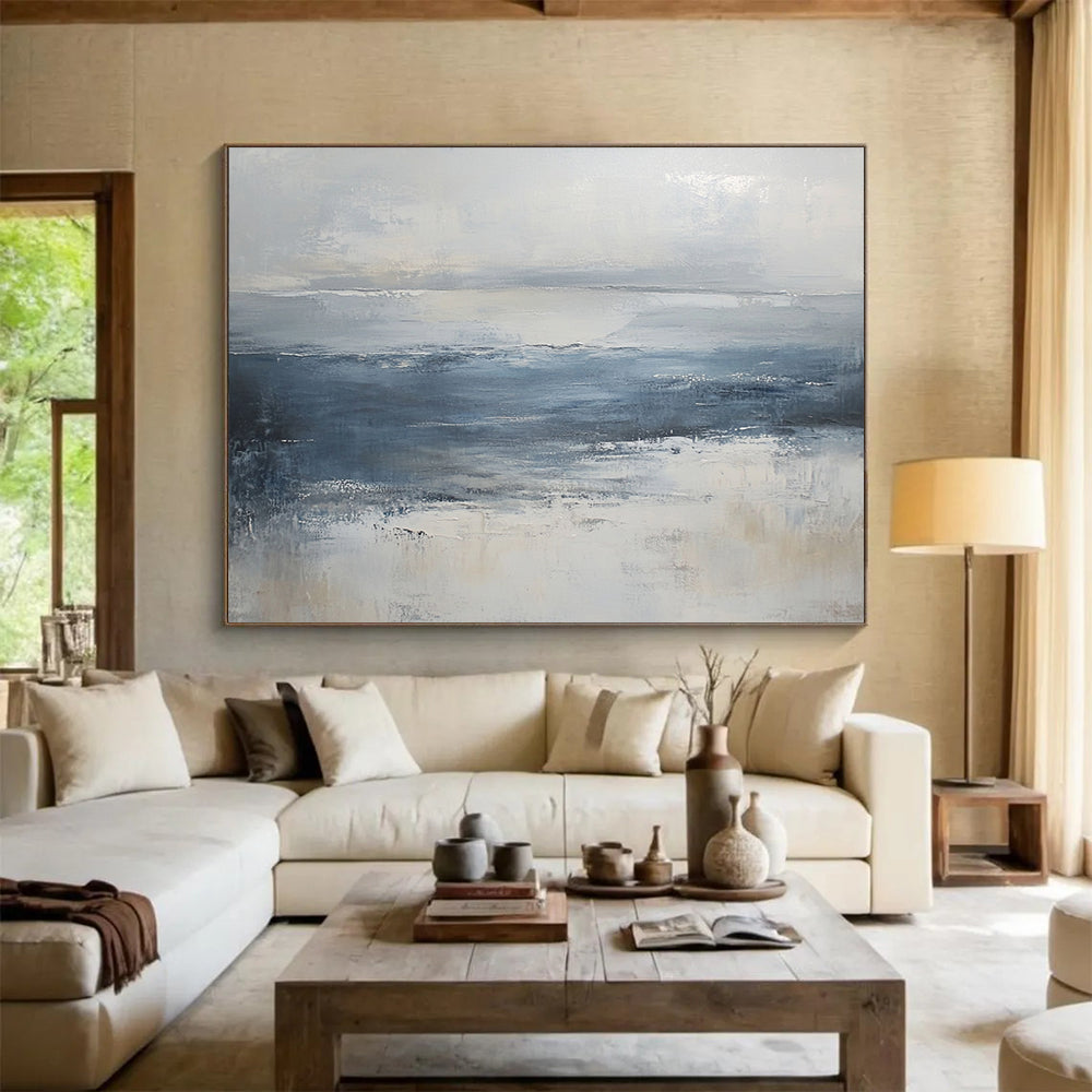 “Abstract Coastal Waves” - Blue, Gray, White - Abstract Coastal Scene - Acrylic Painting HB1304