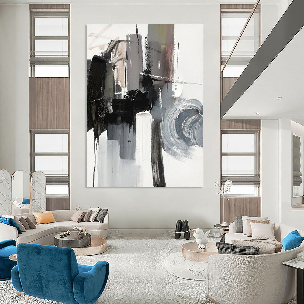 Dramatic Hand - Painted Textured Abstract Canvas for Hallway & Bar DKH1271