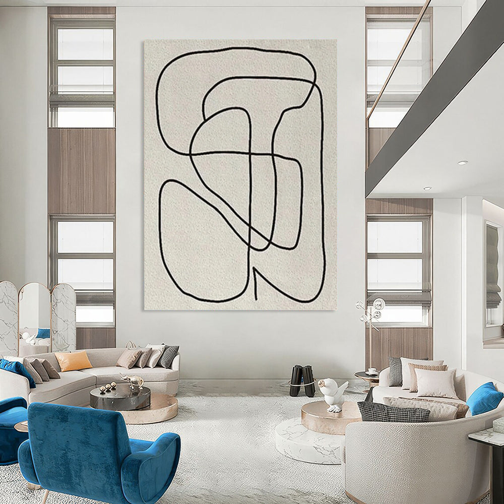 Designer - Crafted Elegance: Hand - Painted Textured Canvas Abstract for Bedroom & Dining Room DKH1136