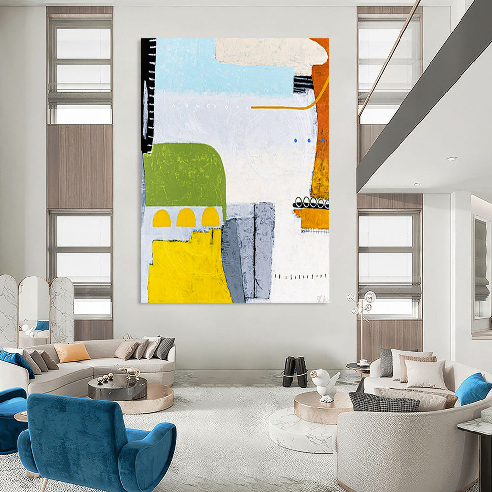 Dazzling Massive Hand-Painted Abstract Artwork: Revamp Your Hallway & Hotel Lobby LargeART2376
