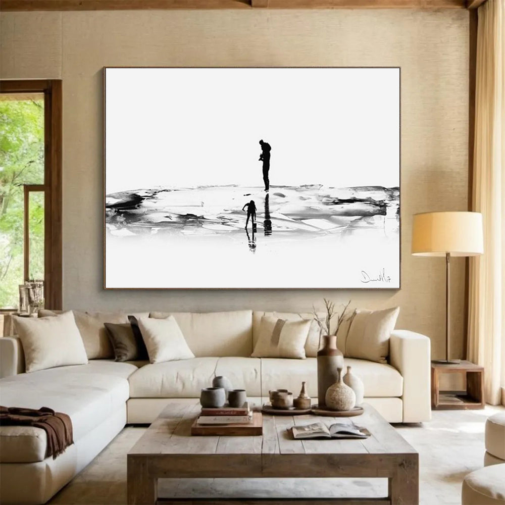 Monochrome Beach Silhouette - Serene Bathroom Decor DLZ114