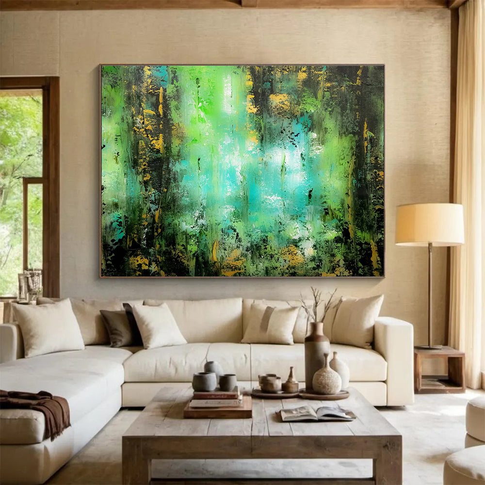 Dynamic Large Abstract Painting with Energetic Textured Strokes for Bar & Hotel Suite DKH921
