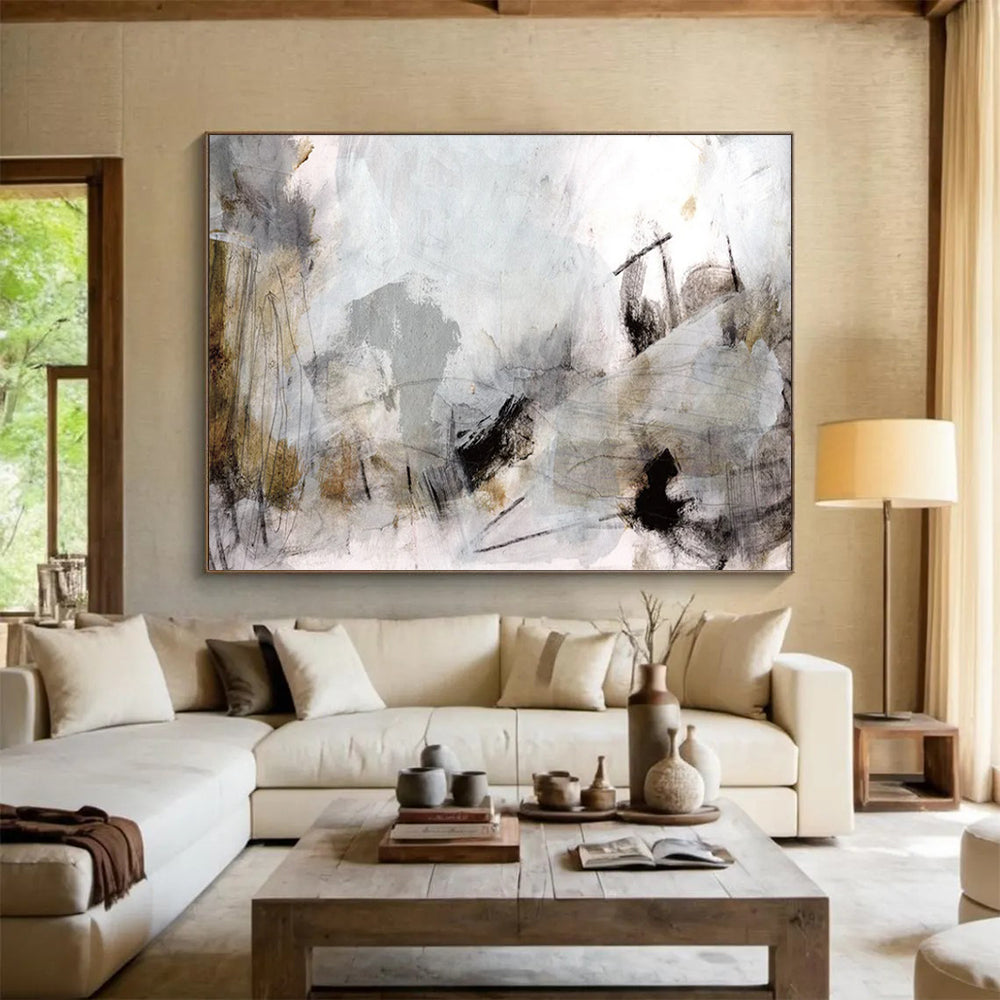 Subtle Gray Collage - Large Serene Office Art DLZ135