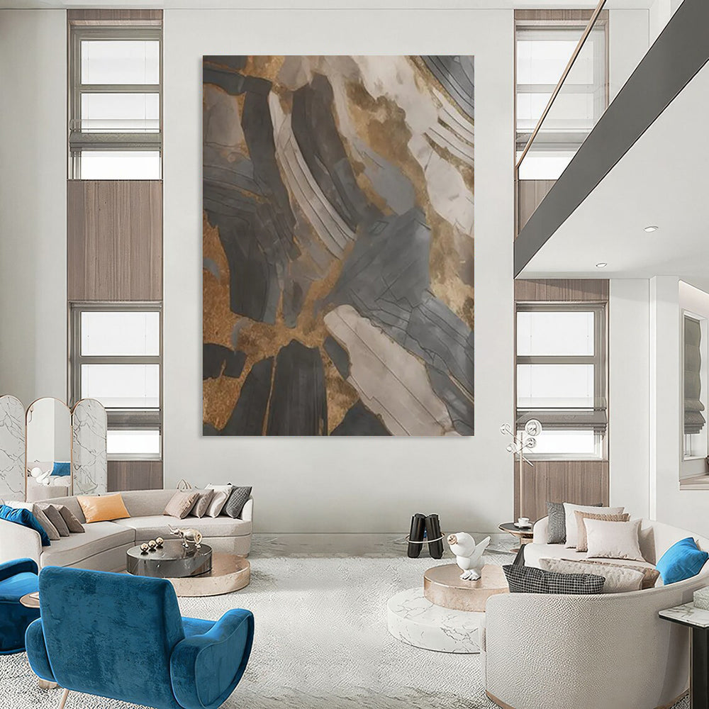 Layered Abstraction: Hand - Painted Custom Abstract Gem for Dining Room and Bar DTP137