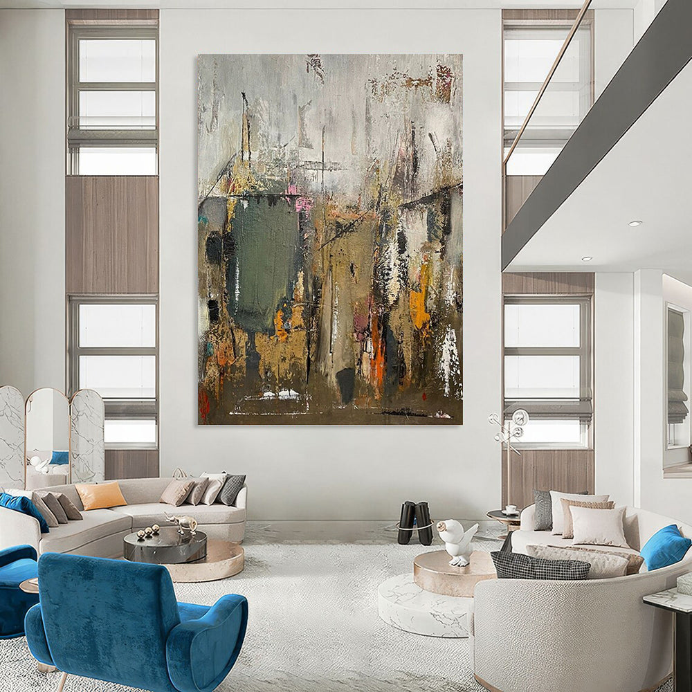 Massive Hand - Painted Custom Texture Canvas Abstract for Hallway & Entryway DKH1038