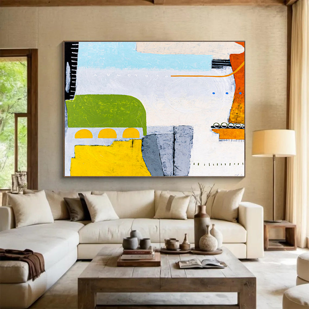 Large - Format Hand - Painted Abstract Painting for Entryway & Bedroom DKH545