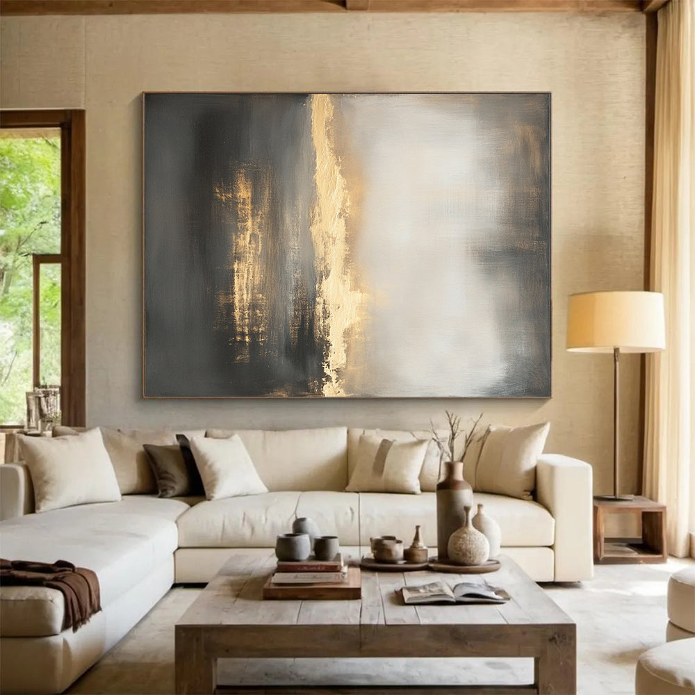Subtle Tones Abstract Landscape "Moody Horizon" Painting On Canvas HB293