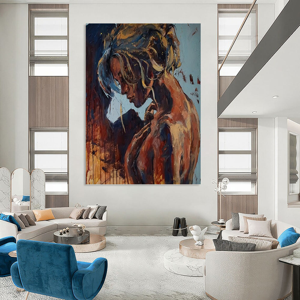 Large Vertical Custom Abstract Hand - Painted Canvas for Bar and Entryway DKH1651