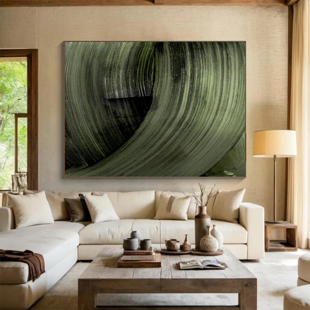 Abstract Green Swirls - Large Modern Office Accent DLZ123