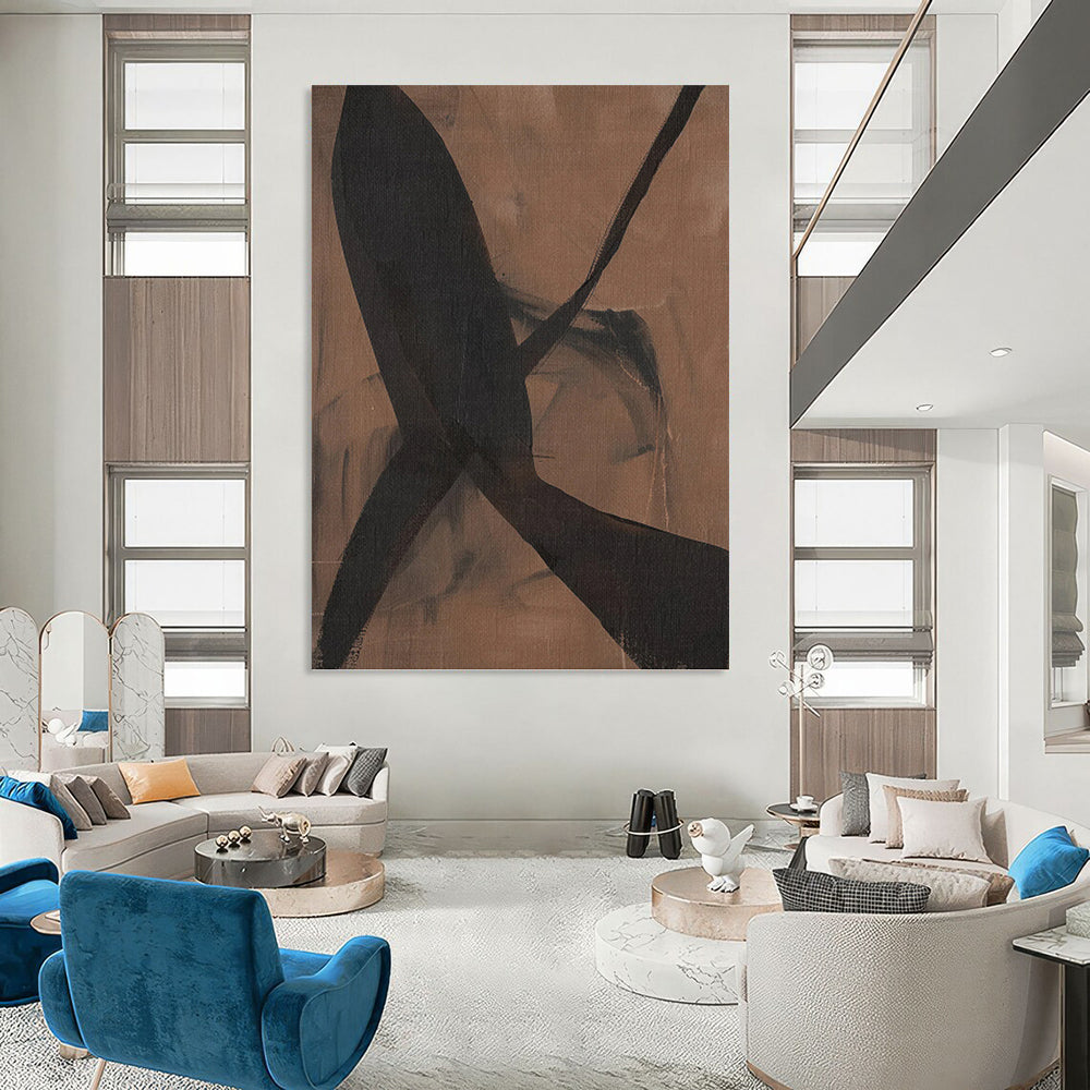 Designer - Driven Elegance: Hand - Painted Textured Canvas Art for Dining Room & Hotel Lobby DKH1156