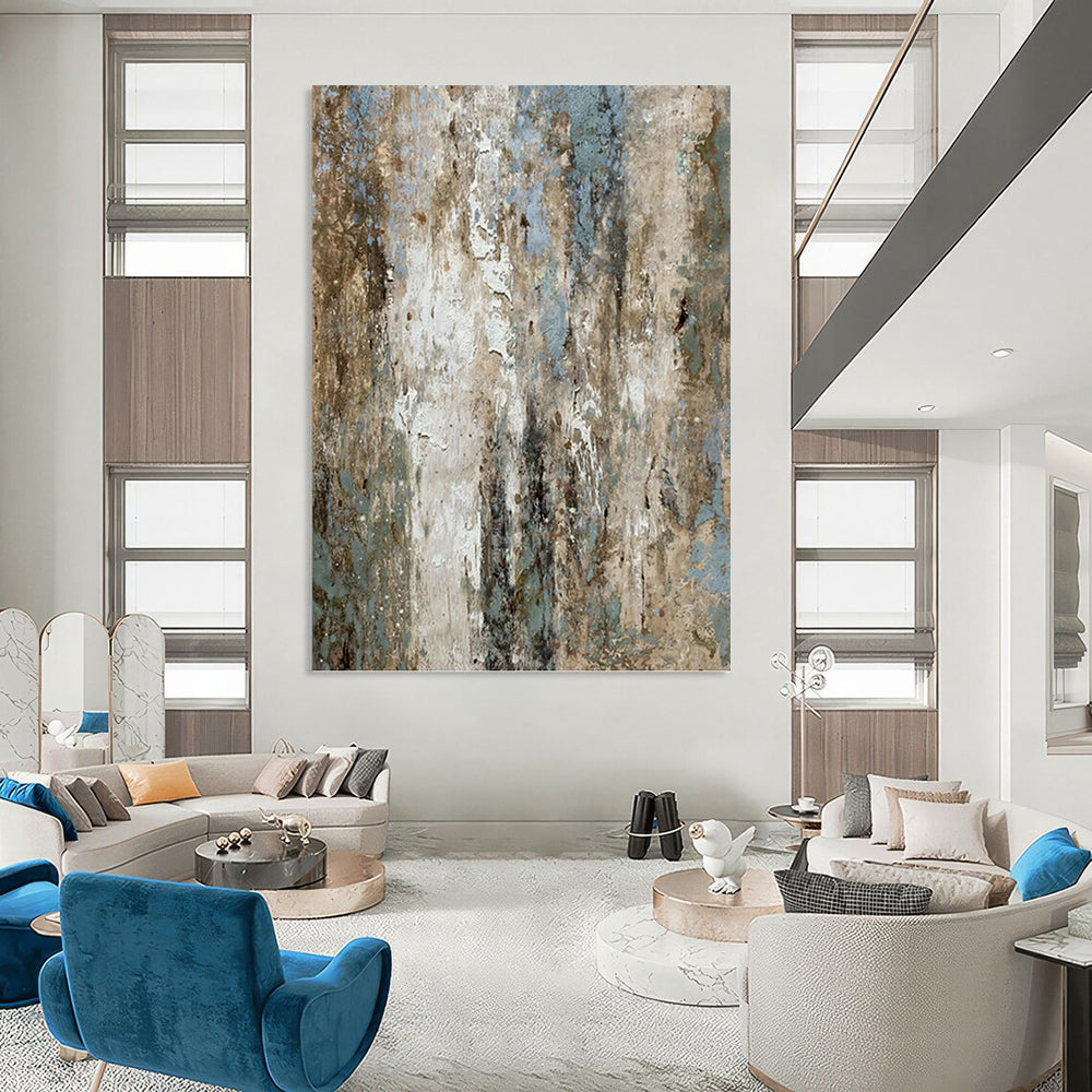 Extra - Vast - Reach Vertical Hand - Painted Custom Abstract Symphony (with Rich Textures), for Office and Entryway DKH1531