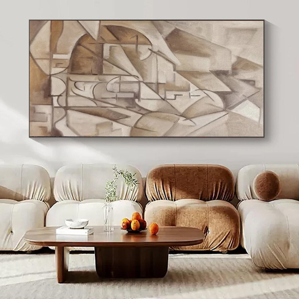 Hand-Painted Bespoke Abstract Mural for Living Room & Hotel Reading Nooks LargeART1456