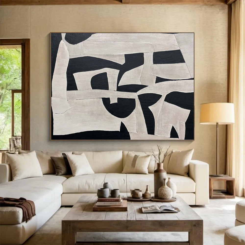 Black - and - White Collage Art Abstract Painting - Creative Accent for Personal Study DLZ093