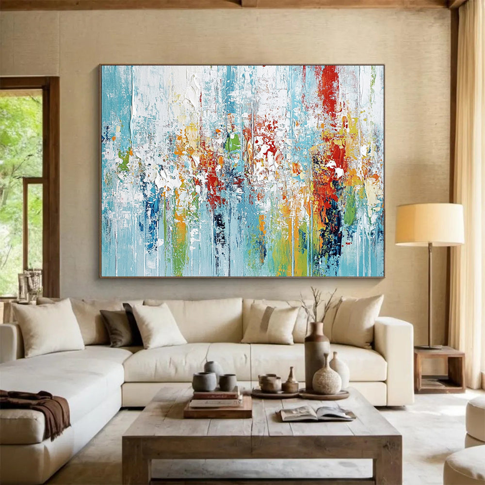 “Colorful Abstract Drips” - Blue, Red, Yellow, Green with Dripping Paint - Abstract Acrylic HB1357