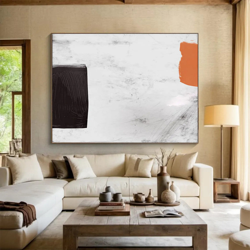 Black - White - Orange Geometric Abstract: Artistic Symbols for Modern Spaces DLZ146