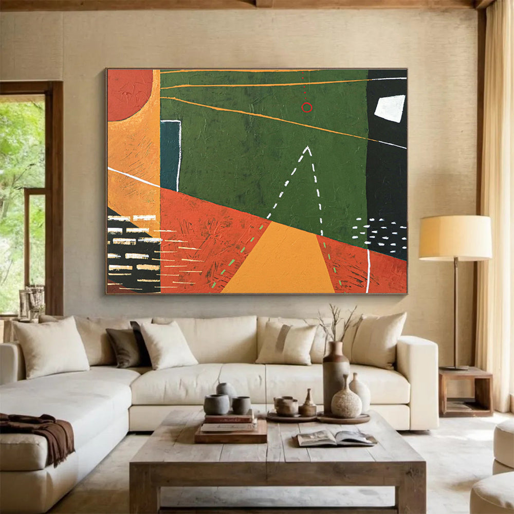 Oversized Hand - Painted Abstract Wall Decor for Hallway & Living Room DKH558