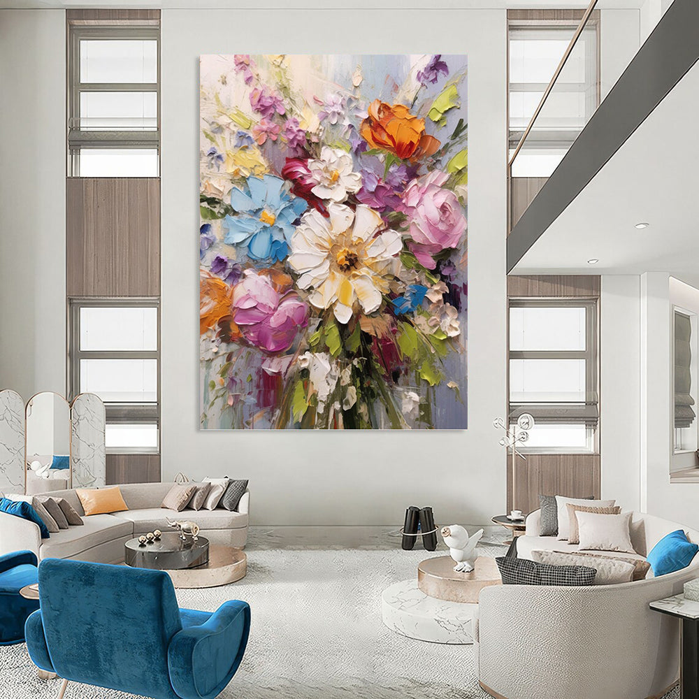 Grand Vertical Hand - Painted Custom Abstract Sonnet (with Crystal Textures) for Dining Room and Hotel DKH1593