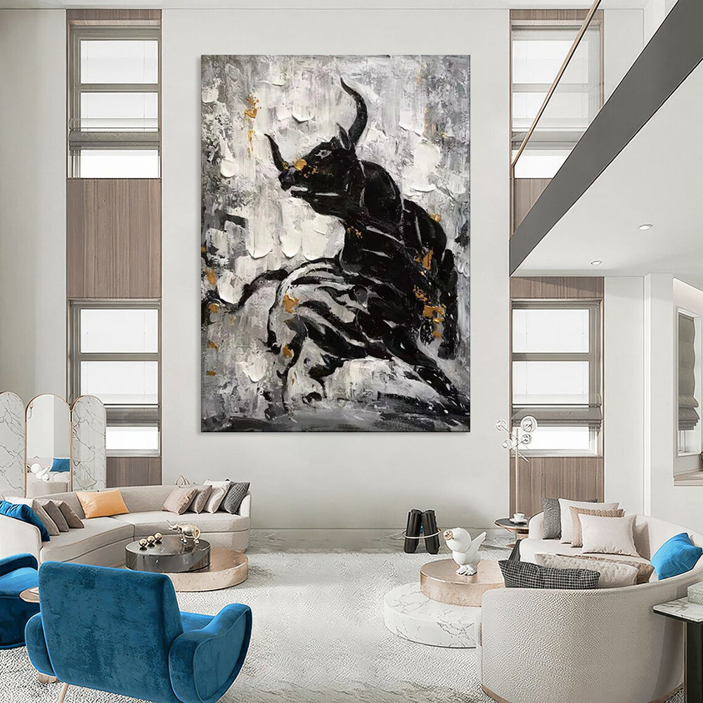 Edgy & Contemporary Hand-Painted Custom Abstract Painting for Bar & Hotel LargeART1968