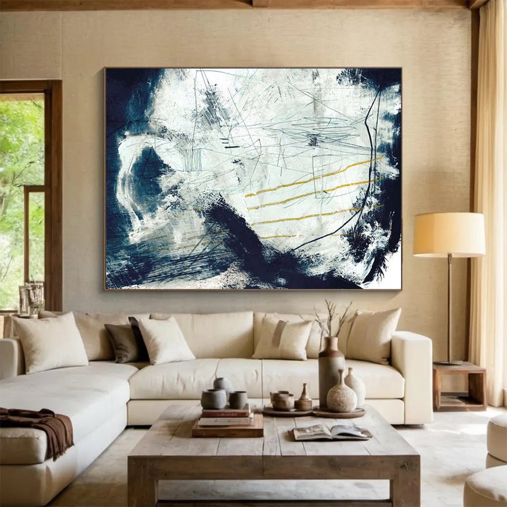 Black - White Line Abstract: A Focal Point for Modern Living Rooms DLZ141