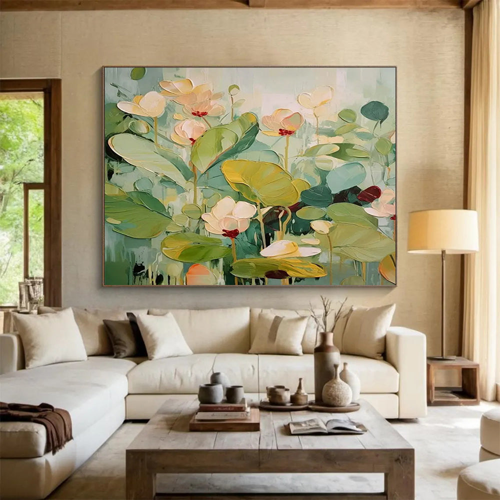Soft Lotus Pond Abstract - Calm Bedroom Tranquility DLZ089