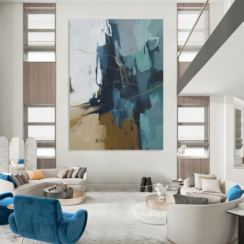 Colossal Hand - Painted Custom Textured Abstract Canvas for Hotel Suite & Living Room DKH1016