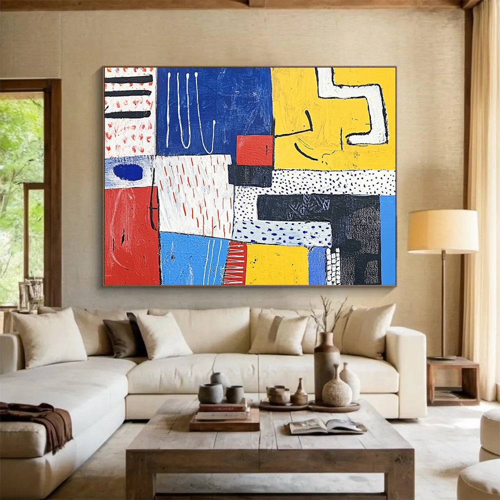 “Color - Block Abstract” - Mixed bright colors, geometric shapes, Abstract Painting On Canvas HB0556
