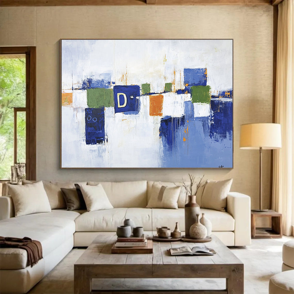 “Colorful Geometric Blocks” - Blue, Green, Orange, Abstract Geometric Blocks HB1130