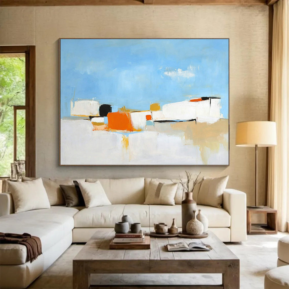 Blue Sky with Abstract Shapes - “Coastal Abstraction” Painting On Canvas HB1447