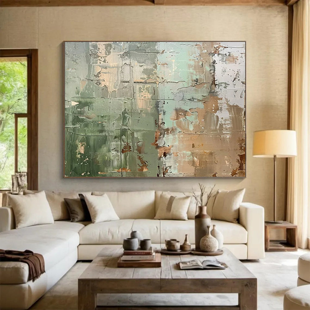 Green - Brown Textured Abstract - Eclectic Home Accent DLZ107