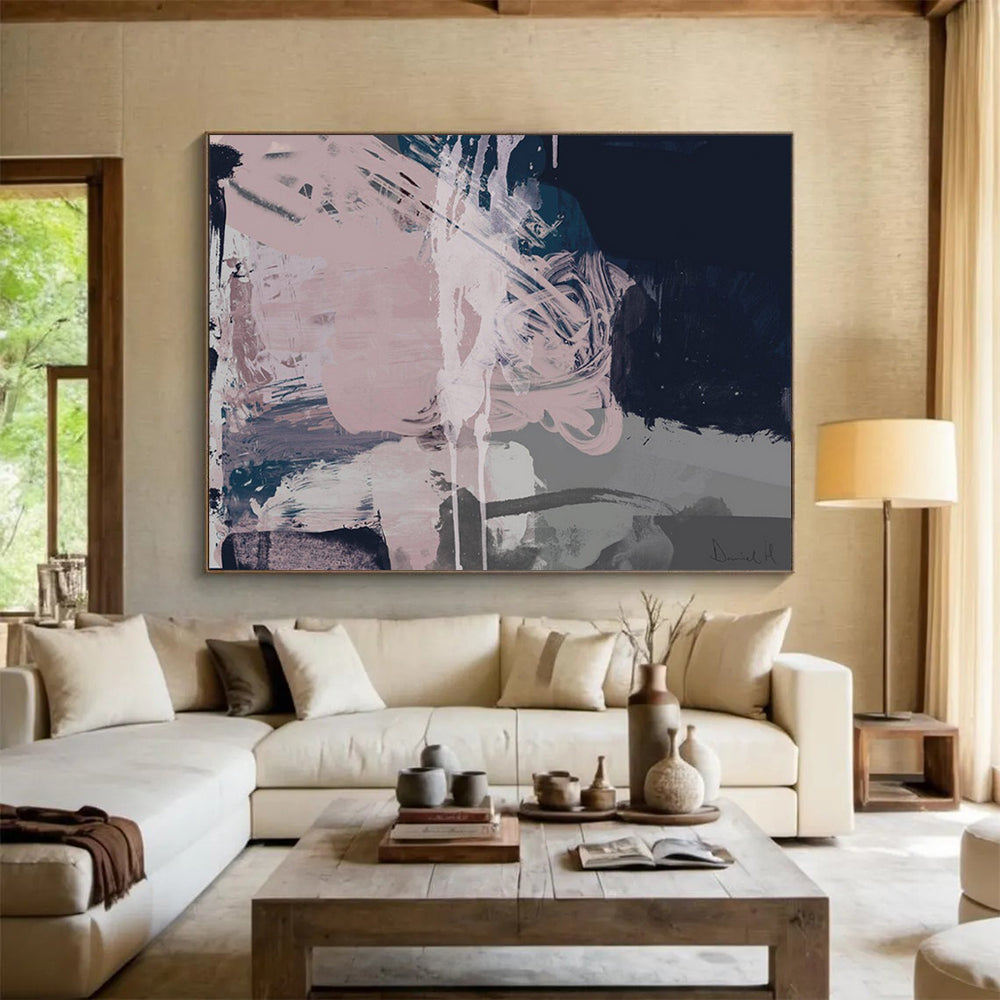Pink - Grey Fusion Abstract: Creating a Serene Atmosphere in the Bedroom DLZ142