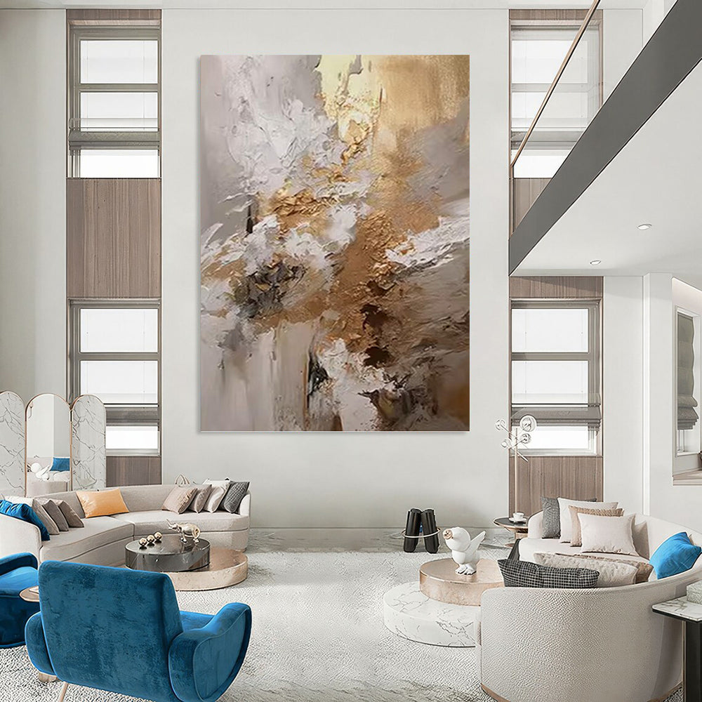 Productively Oversized Hand - Painted Textured Abstract Canvas for Home Office & Study Nook DKH1246