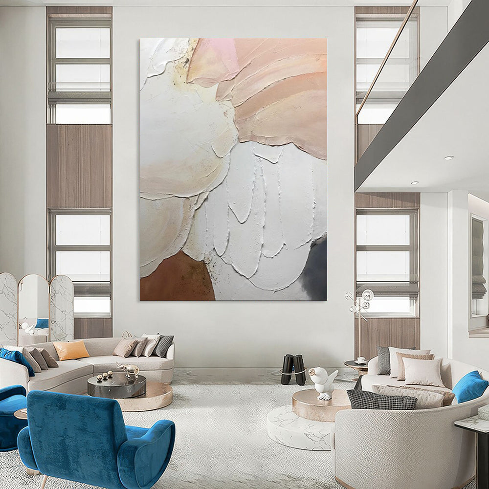 Earthy & Natural Hand-Painted Custom Abstract Painting for Dining Room & Hotel LargeART1991
