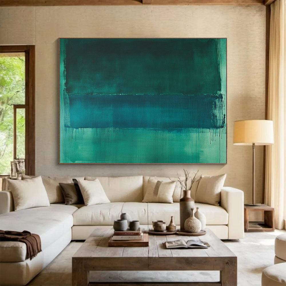 “Teal Layers” - Green, Blue, Teal, Minimalist Color Field Painting On Canvas HB1061