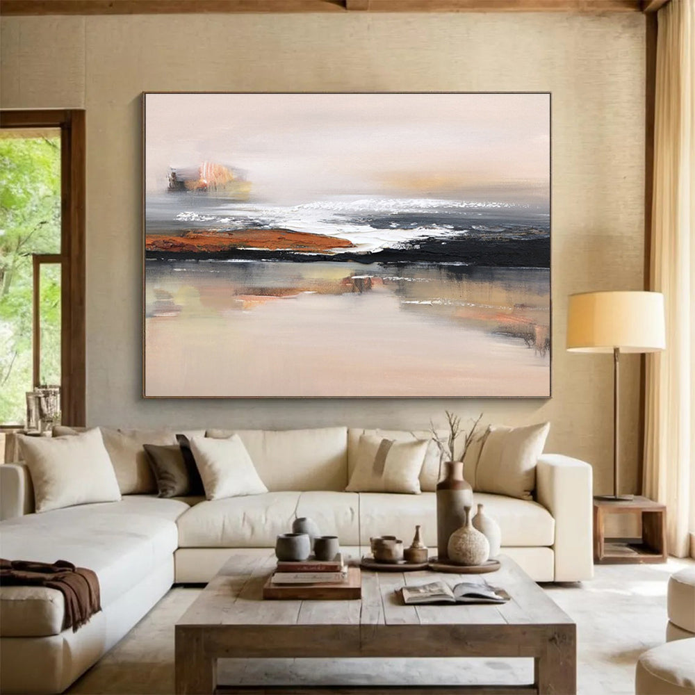 Energetic Large Abstract Canvas with Vivid Textured Shapes for Living Room & Hotel Suite DKH914