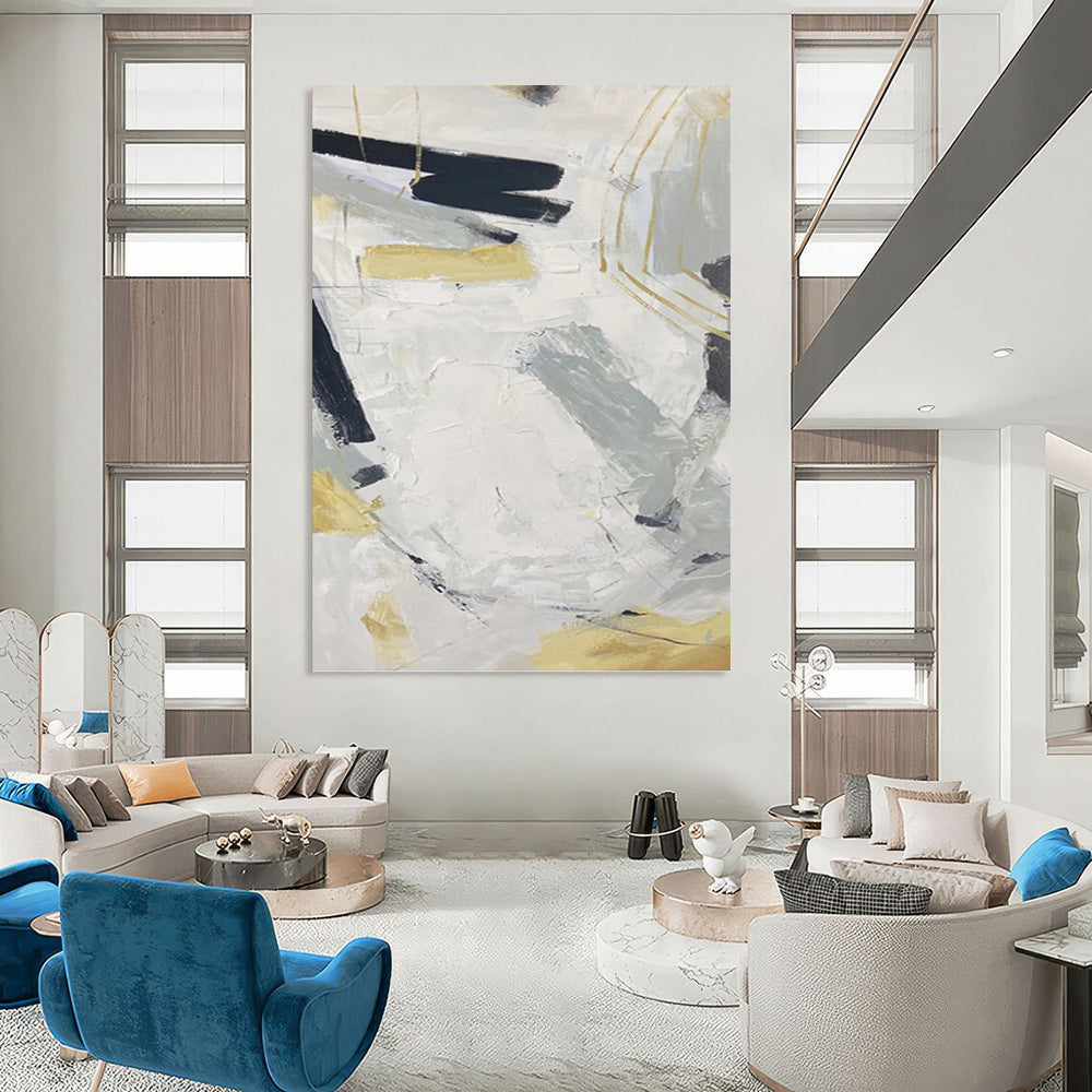 Extended Vertical Hand - Painted Custom Abstract Symphony (with Cloud Textures) for Office and Entryway DKH1587
