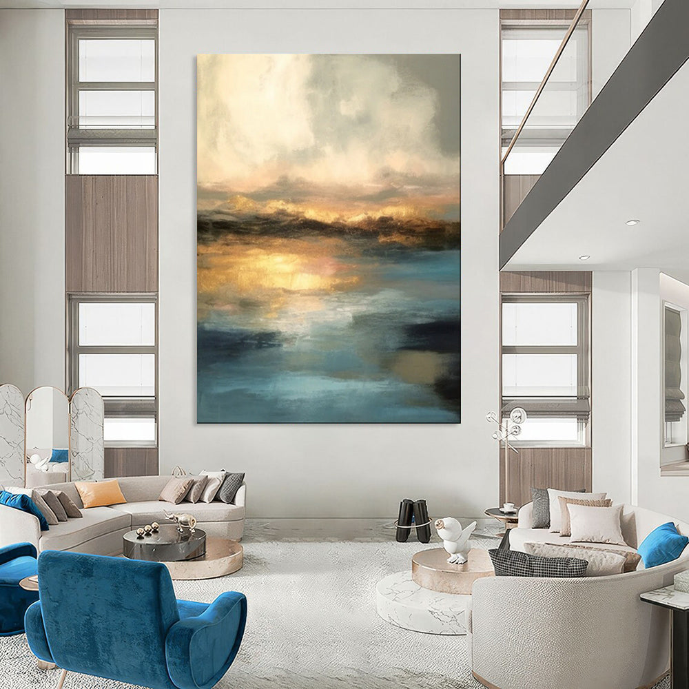 Custom Hand-Painted Abstract Mural for Office & Hotel LargeART1940