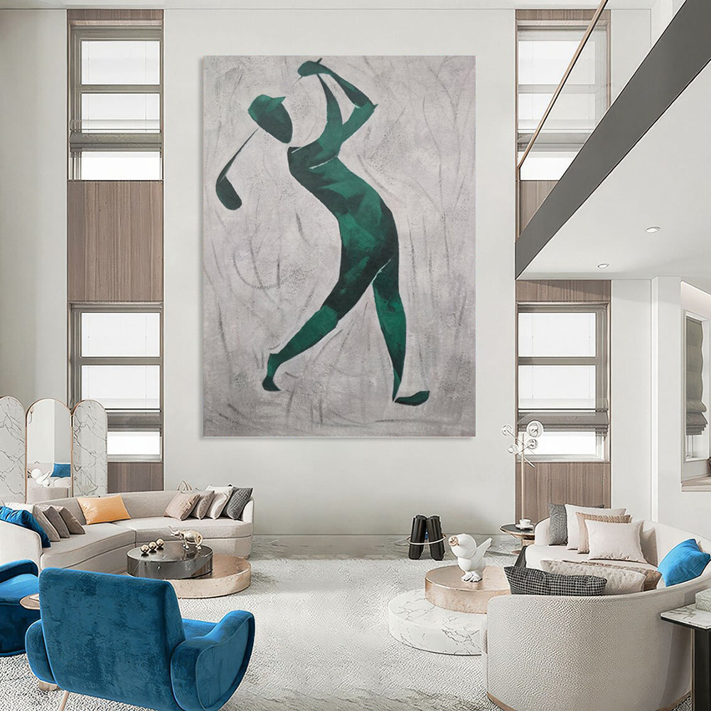 Giant - Scale Vertical Hand - Painted Custom Abstract Enigma (with Diverse Textures) for Dining Room and Hotel DKH1561