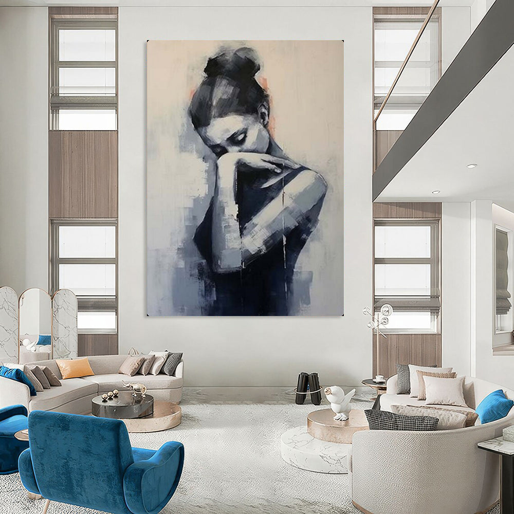 Hand-Painted Large-Scale Textured Abstract Wall Art for Bedroom & Meditation Room LargeART2140
