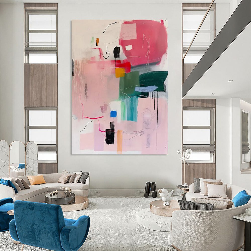 Oversized Hand - Painted Custom Textured Abstract Artwork for Hallway & Entryway DKH0998