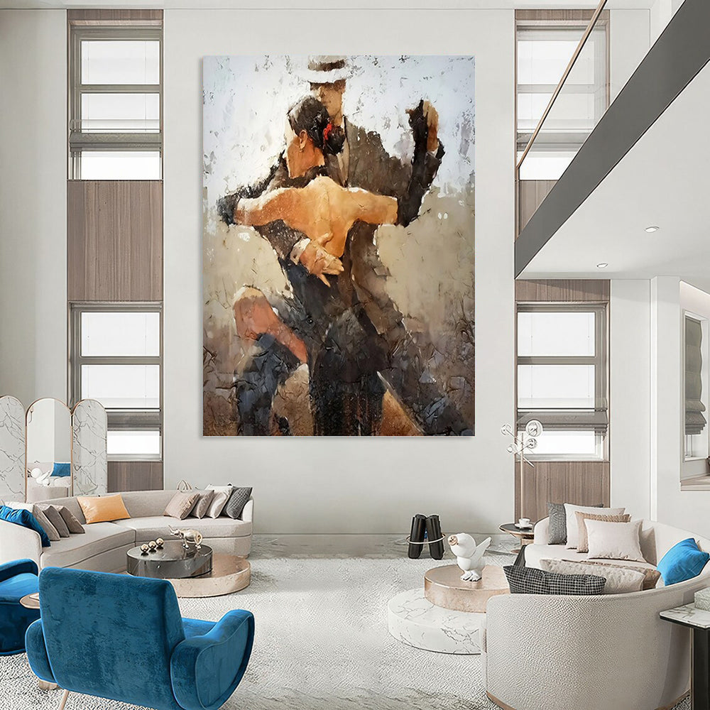 Vertical Hand - Painted Custom Abstract Artwork for Dining Room and Entryway DKH1636