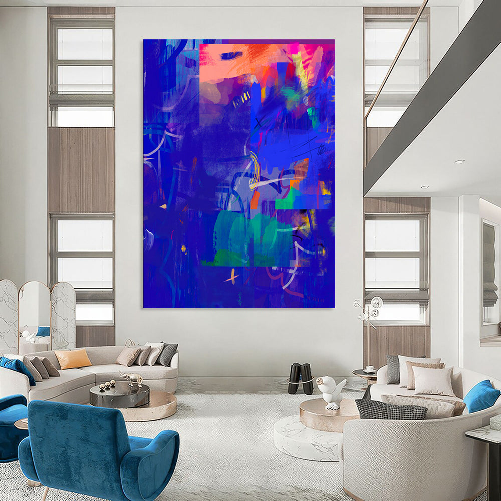 Modern & Minimalist Hand-Painted Custom Abstract Painting for Office & Hotel LargeART2007