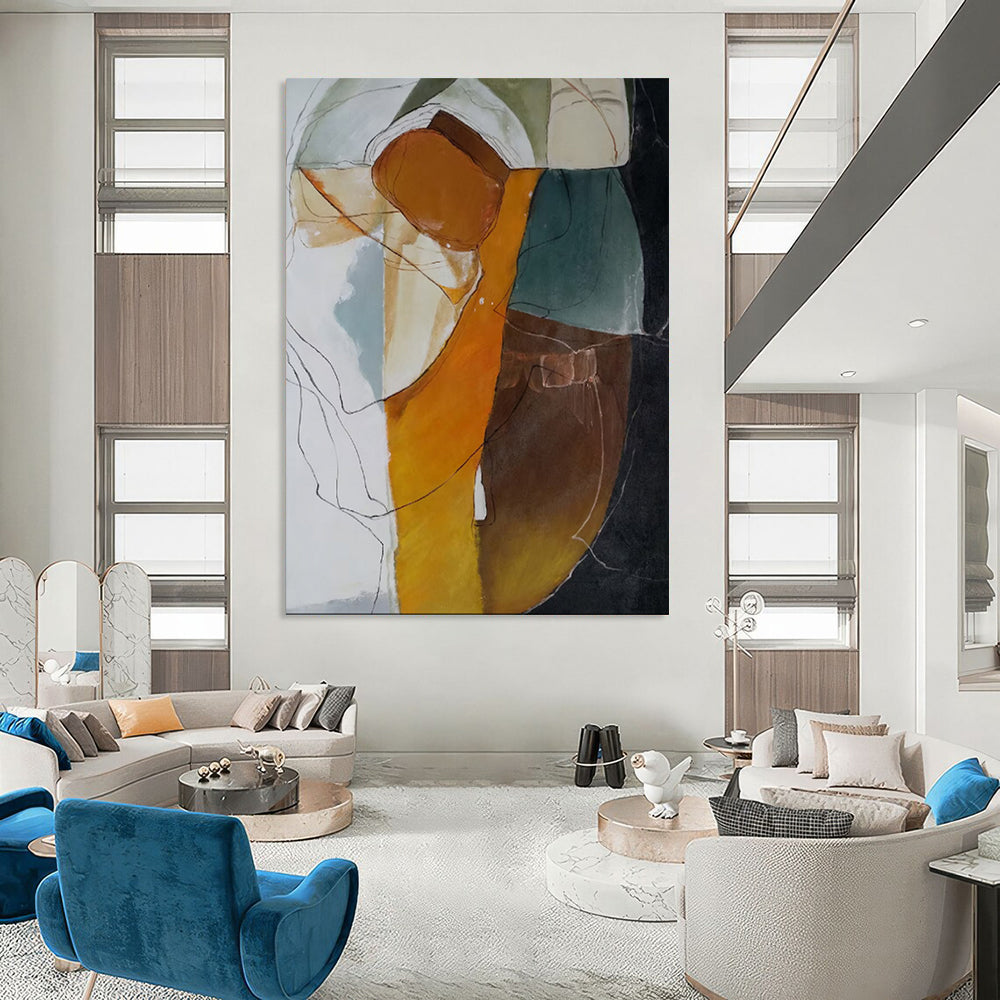 Graceful & Fluid Hand-Painted Custom Abstract Painting for Office & Dining Room LargeART1993
