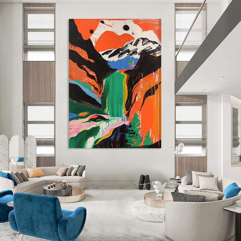 Galactic Drift: Super - Sized - Format Hand - Painted Custom Abstract Work for Hallway and Hotel DTP105
