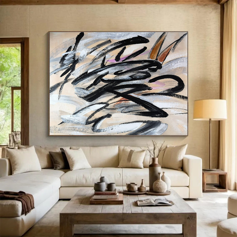 “Sonic Waves” Giant Abstract Wall Decor for Living Room & Hallway DKH289