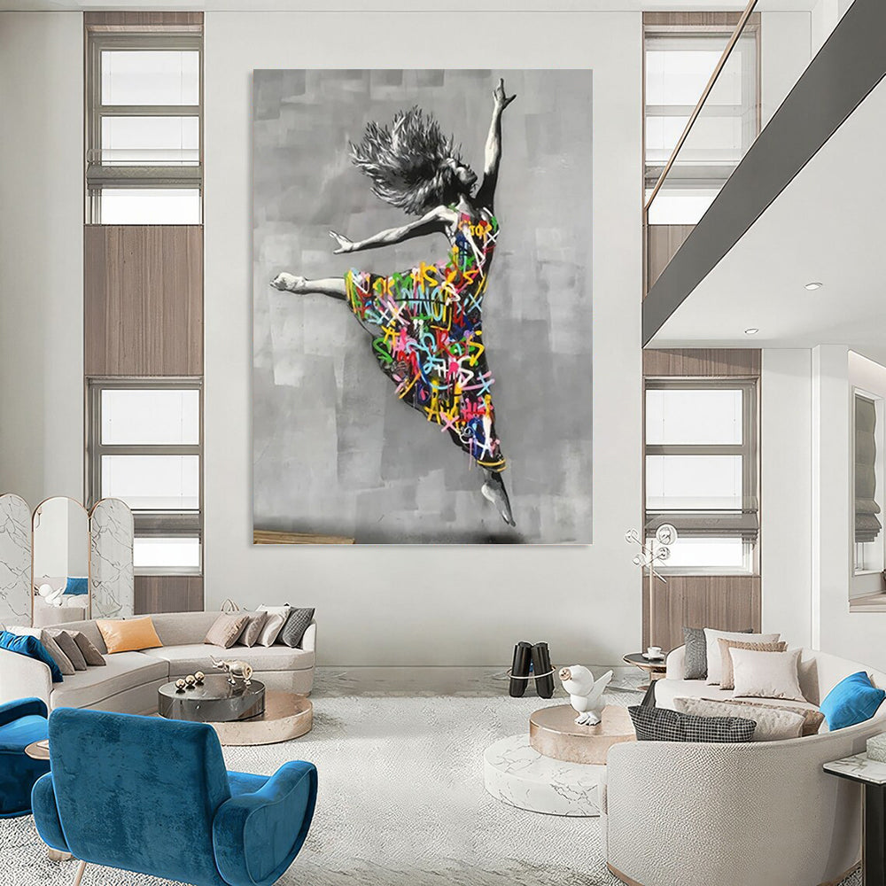 Sky - Piercing Vertical Hand - Painted Custom Abstract Masterwork with Geode Textures, for Bedroom and Dining Room DKH1605