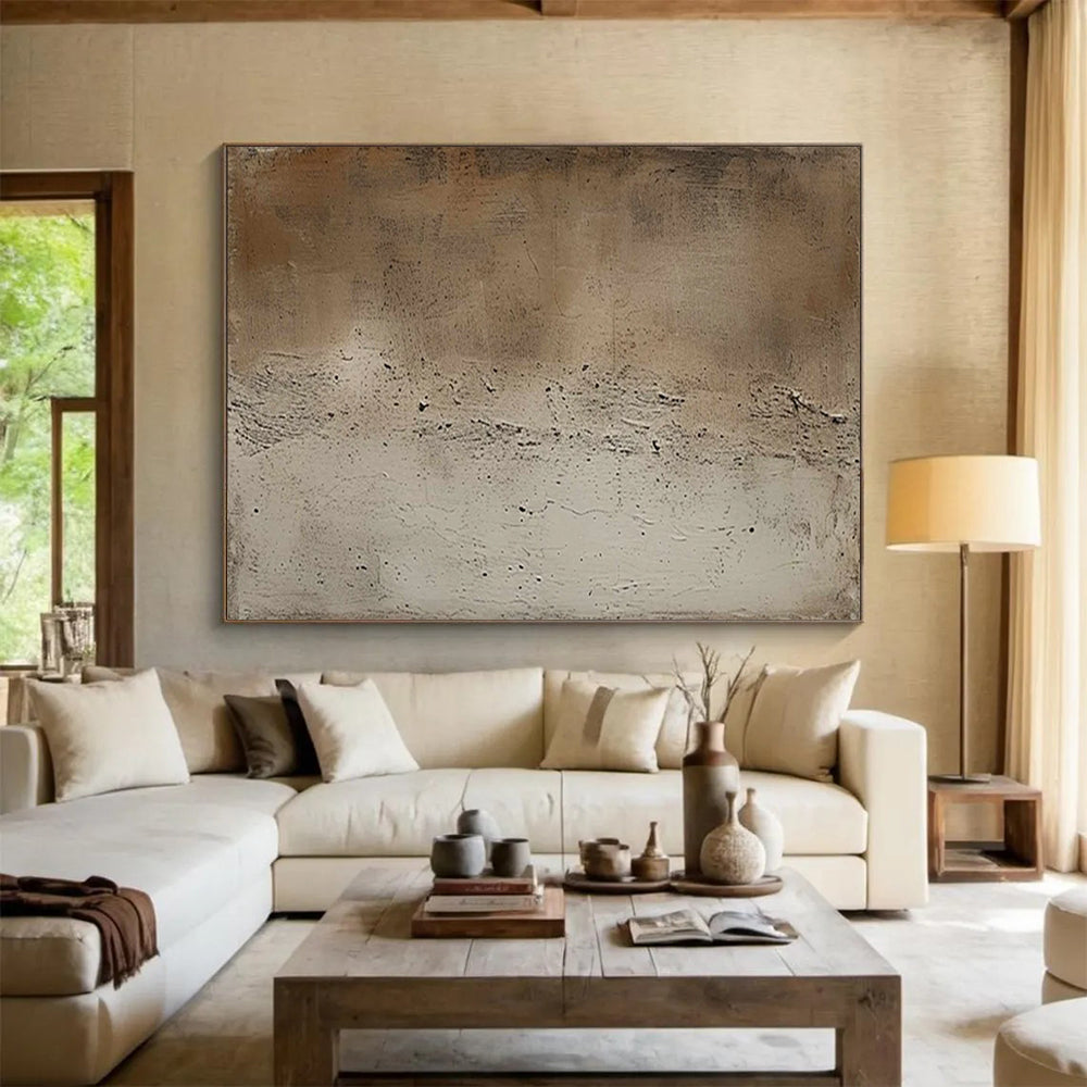 Textured Neutral Abstract - Minimalist Living Room or Office Art DLZ255