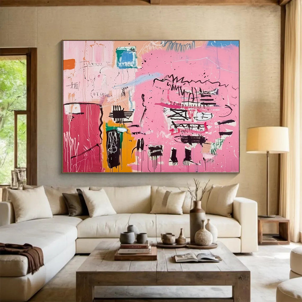 Bold Pink Abstract Expressionism - Modern Living Room or Office Focal Point DLZ198